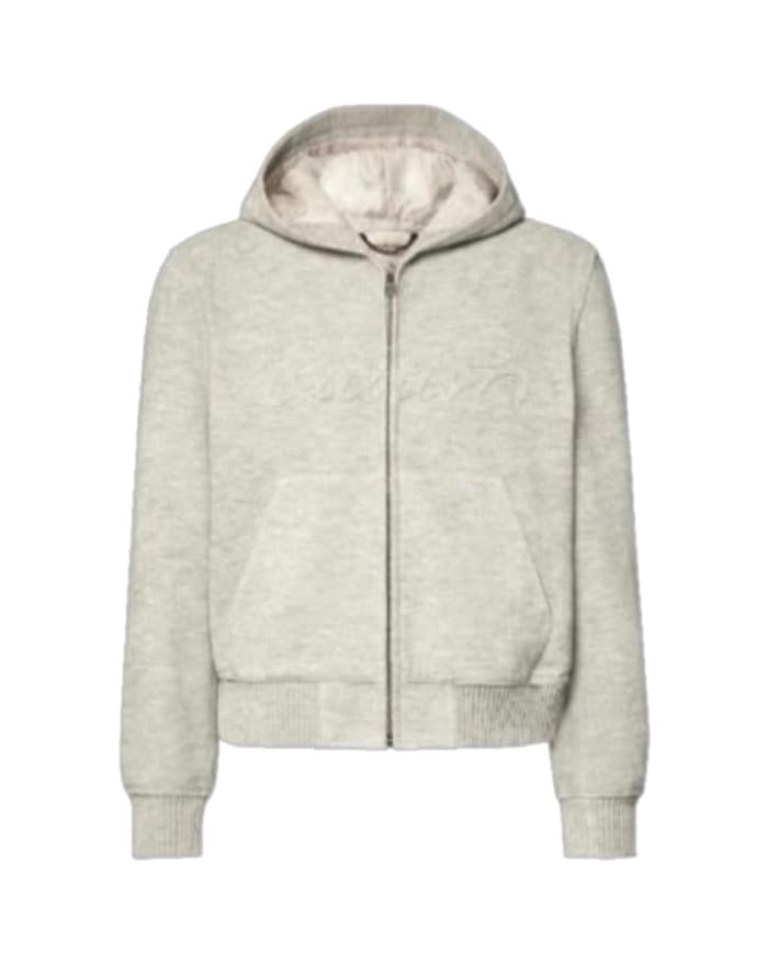 Grey Felt Script Zip Hoodie, at Louis Vuitton Charleston